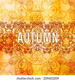 Vector autumn background. Vintage frame illustration