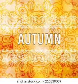 Vector autumn background. Vintage frame illustration