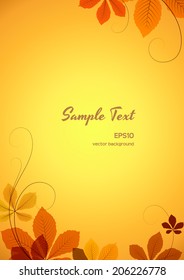 Vector autumn background with yellow chestnut leaves, eps10 