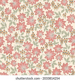 Vector autumn botanical design with leaves, dahlias and chrysanthemums. Suitable patterns for scrapbooking and 
 textiles.
