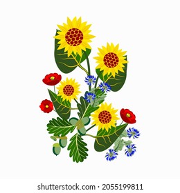 Vector - patrón de ramo de otoño, ilustración floral acuarela.