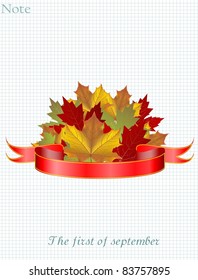 vector autumn bouquet with ribbon on sheet of paper