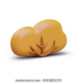Vector autumn bush in plasticine style. 3D color illustration for seasonal web design. Low tree with yellowed crown. Concept of September, October, November