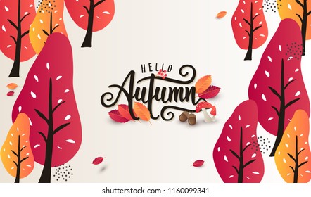 Vector of autumn calligraphy. Seasonal lettering.web banner template.vector illustration