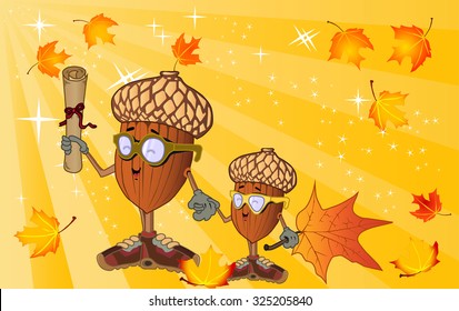 vector autumn card with acorns