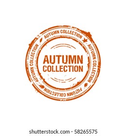 vector autumn collection stamp