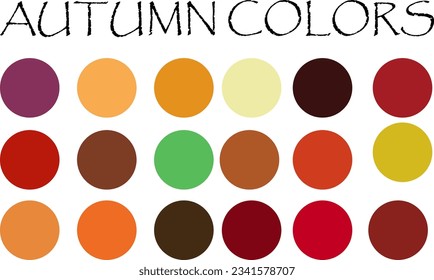 Vector autumn colors palette - 18 shades. Seasonal colors - Autumn theme