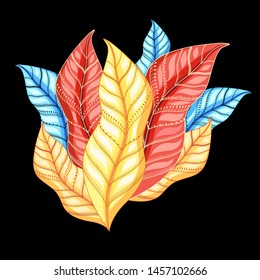 Vector autumn composition with leaves on a dark background. Template design poster or postcard.