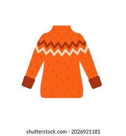 Vector autumn cozy sweater with a pattern. Flat illustration.