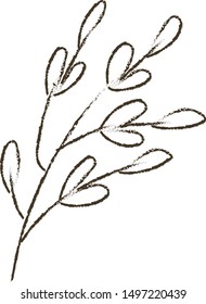 Vector autumn cute twigs in minimalistic nordic style. Pencil outline. Drawn by hand.