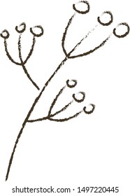 Vector autumn cute twigs in minimalistic nordic style. Pencil outline. Drawn by hand.