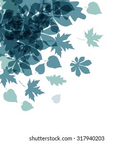Vector of autumn dark blue leaves on a white background.