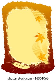 Vector -  Autumn Design Card over Beautiful Grunge Texture