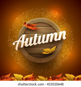 Vector autumn design with leaf icon frame.