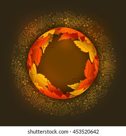 Vector autumn design with leaf icons and leaf frame.