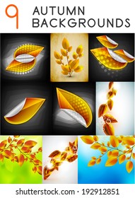 Vector autumn design templates set. 9 abstract nature backgrounds Vector autumn design templates set. 9 abstract nature backgrounds