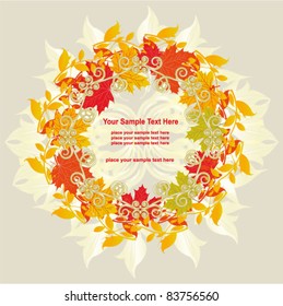 Vector autumn design. The wreath of maple leaves and ash