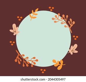 vectorial de otoño, etiqueta, con hojas y ramas, bayas