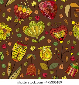 Vector autumn doodles seamless pattern. Use for wallpaper, pattern fills, web page background.