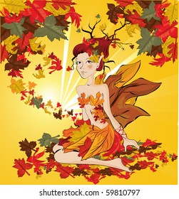 vector autumn fairy
