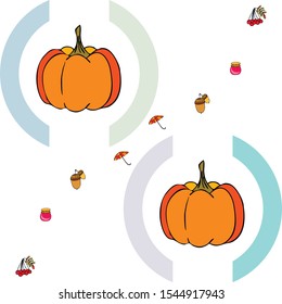 Vector of Autumn, Fall season theme, pumpkin, jam, umbrella. Set of cute colorful icon collection. Vector background.