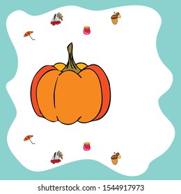 Vector of Autumn, Fall season theme, pumpkin, jam, umbrella. Set of cute colorful icon collection. Vector background.