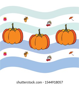 Vector of Autumn, Fall season theme, pumpkin, jam, umbrella. Set of cute colorful icon collection. Vector background.