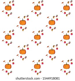 Vector of Autumn, Fall season theme, pumpkin, jam, umbrella. Set of cute colorful icon collection. Vector background.