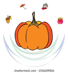Vector of Autumn, Fall season theme, pumpkin, jam, umbrella. Set of cute colorful icon collection. Vector background.