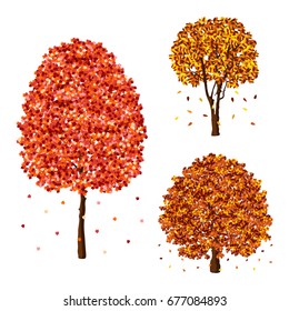 Vector autumn fall trees design element set