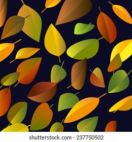 Vector autumn falling leaves on a dark background