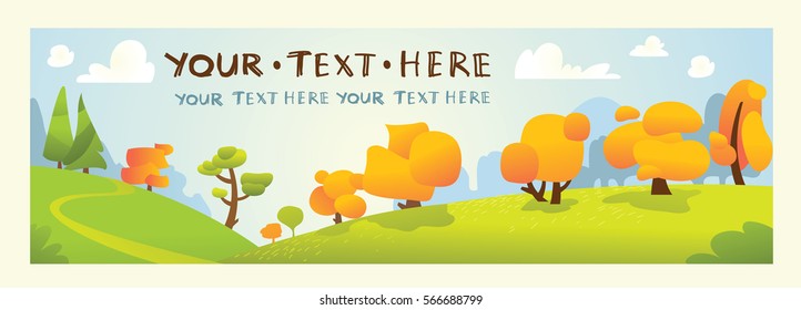 Vector autumn forest landscape.