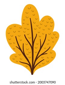 Vector autumn forest shrub isolated on white background. Fall garden tree illustration. Yellow bush icon
