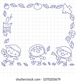 Vector autumn frame doodle style