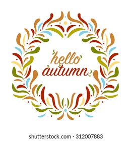 Vector autumn frame with floral wreath