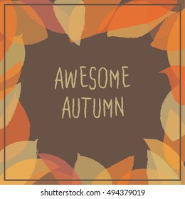 .Vector autumn frame with leaves. Design template for banners, cards, flayers, web design, etc