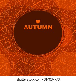 Vector autumn frame with seamless leaf background