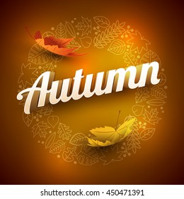 Vector autumn frame with various leaf icons.