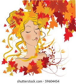 Vector autumn girl