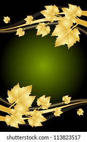 Vector autumn green and gold frame