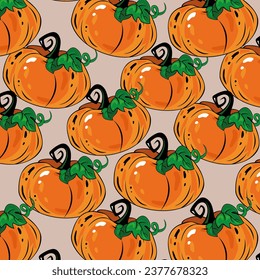 Patrón vector otoño y Halloween con calabazas anaranjadas. Gran elemento para tu comida, diseño de Halloween.