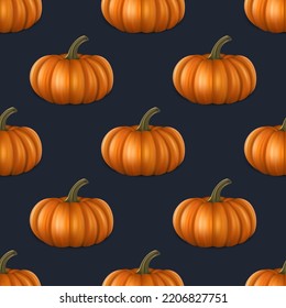 Vector Autumn Halloween Seamless Pattern with Pumpkins. Wallpapers for Invitations, Cards, Fabrics, Packaging, Wrapping, Banners or Textiles