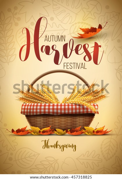 Vector autumn harvest\
festival poster design template. Elements are layered separately in\
vector file.