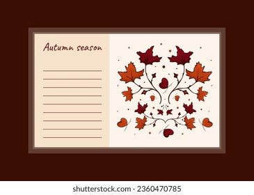 Vektorgrafik Herbstkarte mit Herbstblatt. Grußkarte mit Kopienraum in Herbstfarben. Vorlage mit Blättern für Karte, Banner, Einladung, soziale Medien, Poster, Web-Anzeigen, Grußkartenwerbung, Cover.