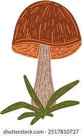 vector autumn icon of cute mushrooms. Bright illustration on an isolated background, sticker