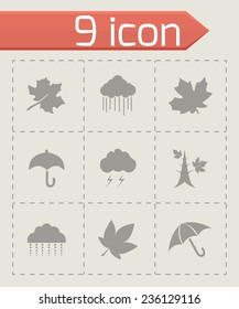 Vector autumn icon set on grey background
