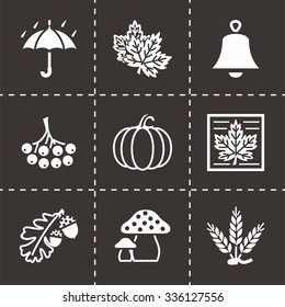 Vector Autumn icon set on black background