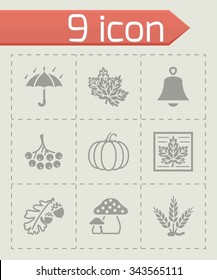 Vector Autumn icon set on grey background