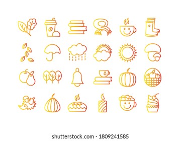 Vector autumn icons with gradient fill