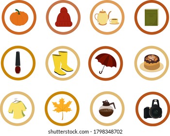 Vector autumn  icons. Set of infographic pictograms and signs for stories 